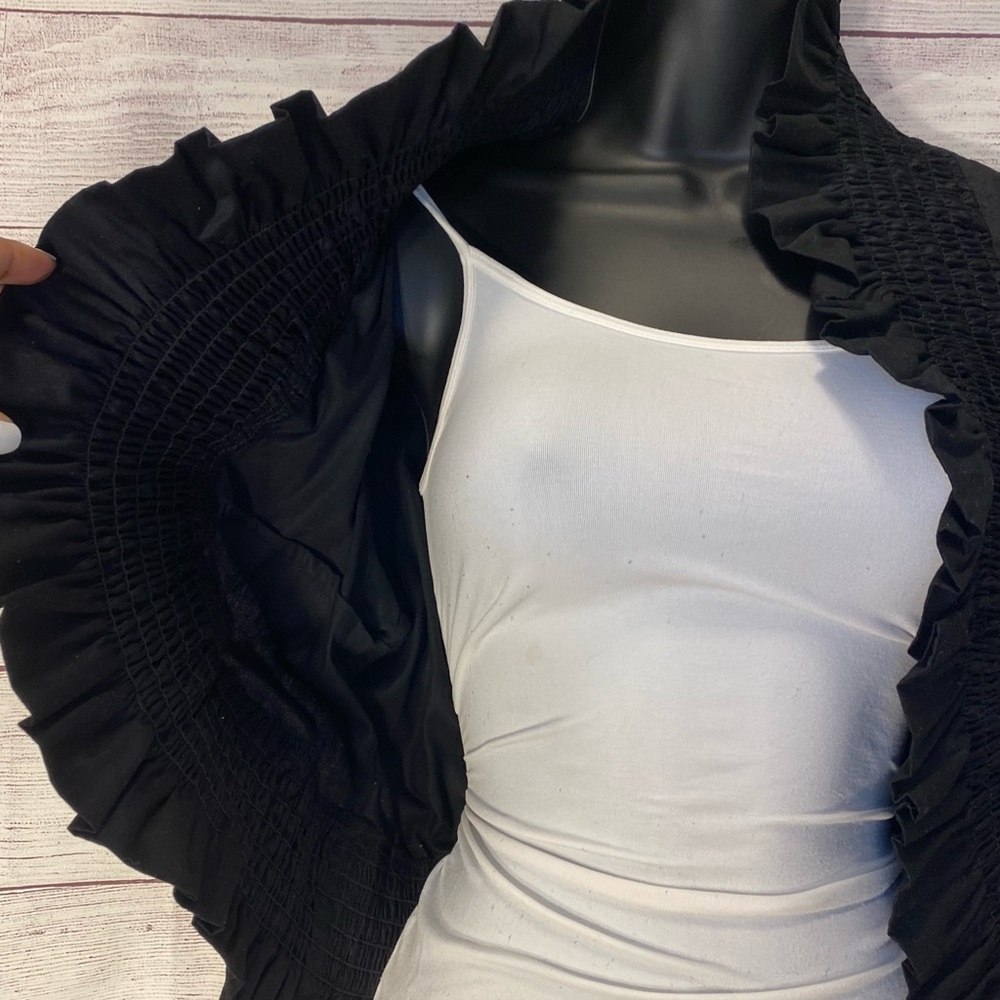 LAST KISS Black Ruffled Bolero Jacket
